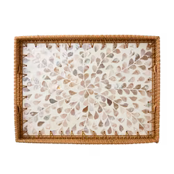 Handgjord bricka med snäckskal, 38cm