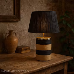 Handgjord bordslampa, H47cm, Svart