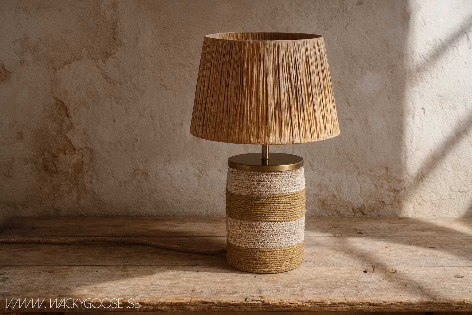 Handgjord bordslampa, H47cm, Natur