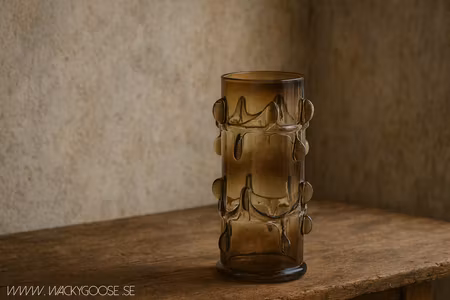 Handgjord vas i glas, 31cm, Brun