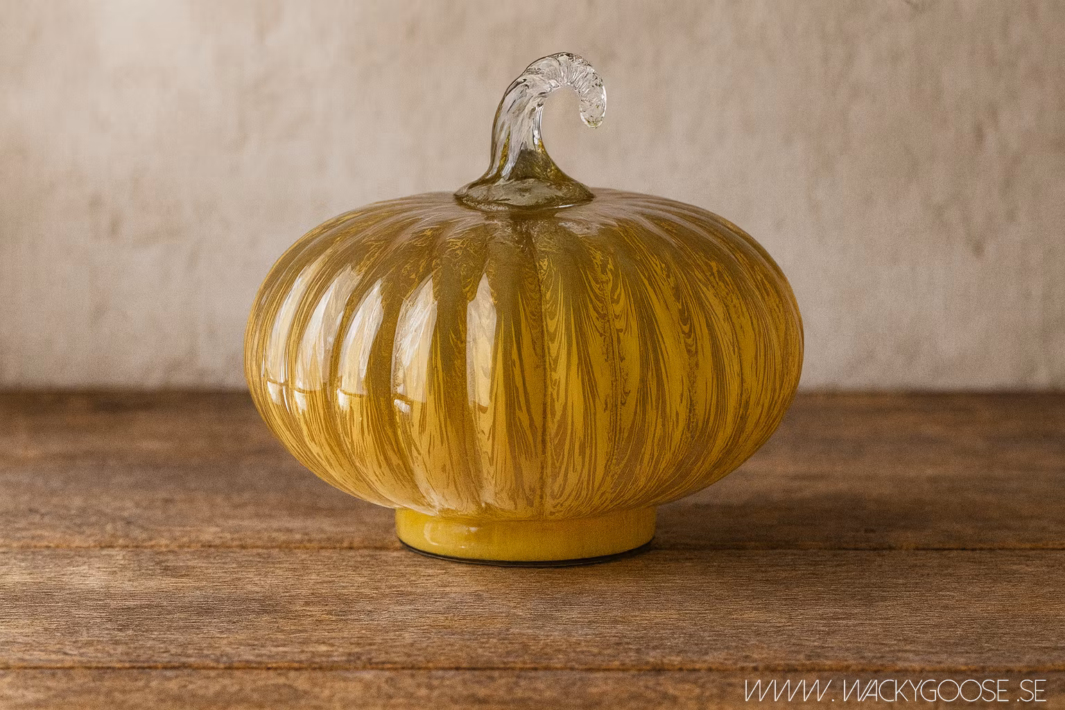 Pumpa dekoration i glas, Ø19 cm, Gul