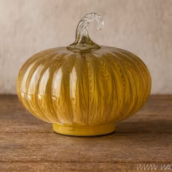 Pumpa dekoration i glas, Ø19 cm, Gul