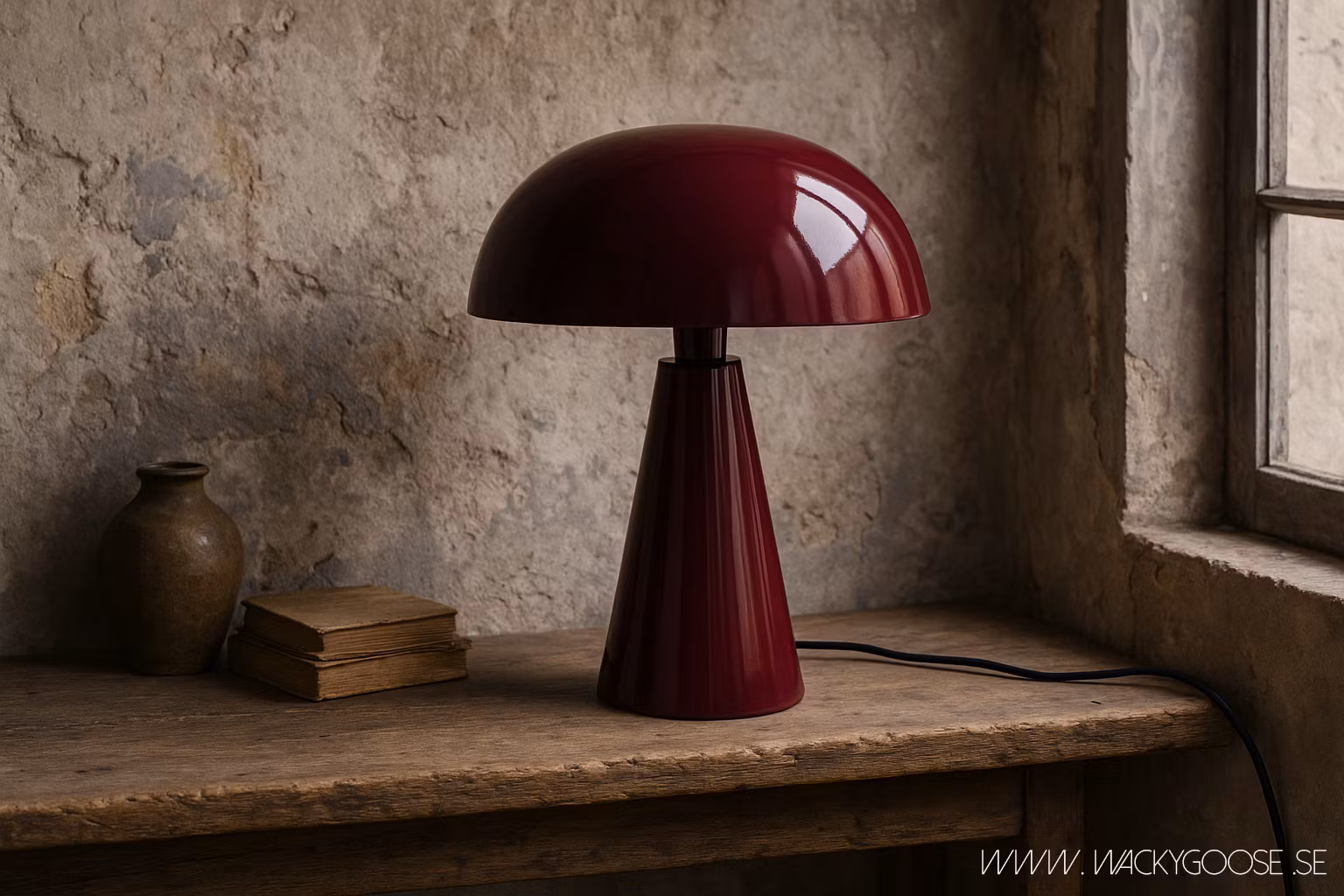 Bordslampa i järn, 45cm, Burgundy