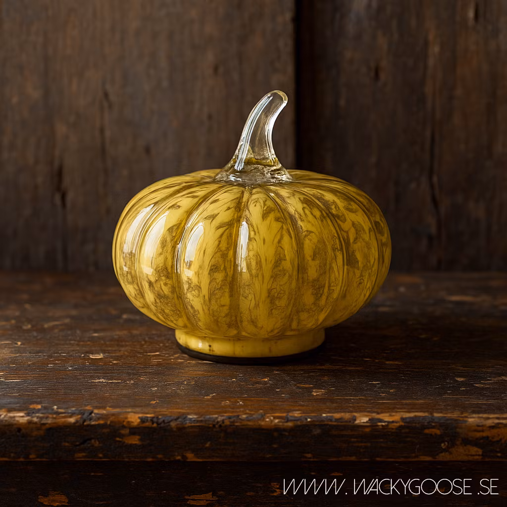 Pumpa dekoration i glas, Ø12 cm, Gul