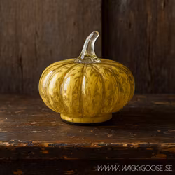 Pumpa dekoration i glas, Ø12 cm, Gul