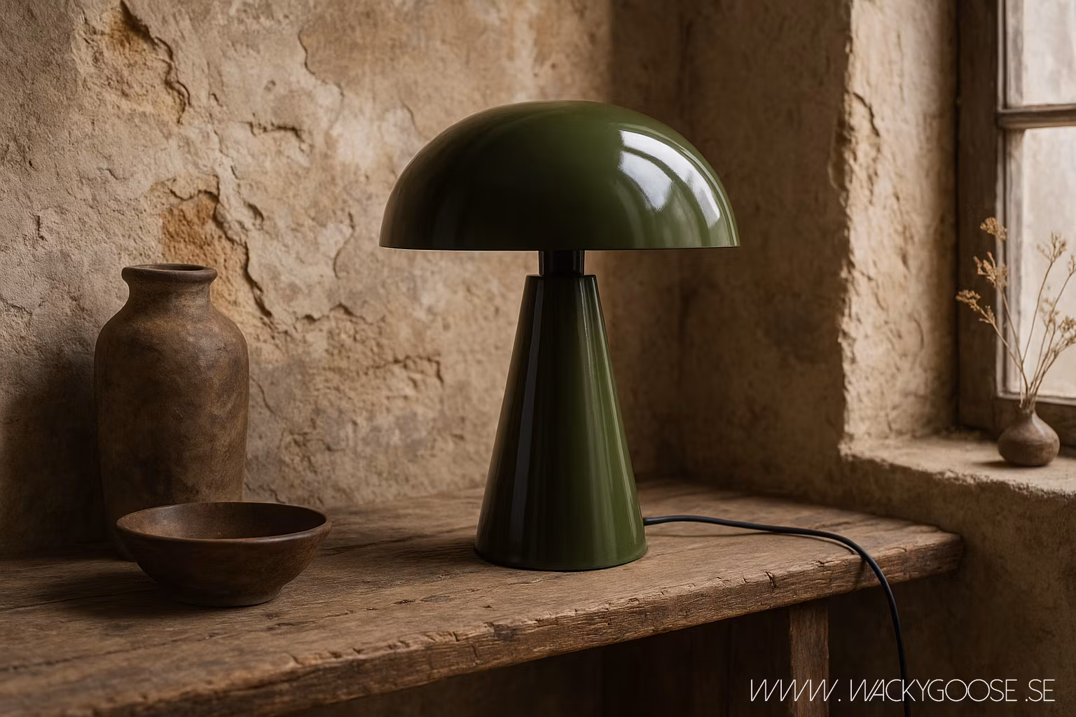 Bordslampa i järn, 45cm, Grön