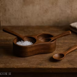 Kryddhållare med skedar, Akasiaträ, 2-pack