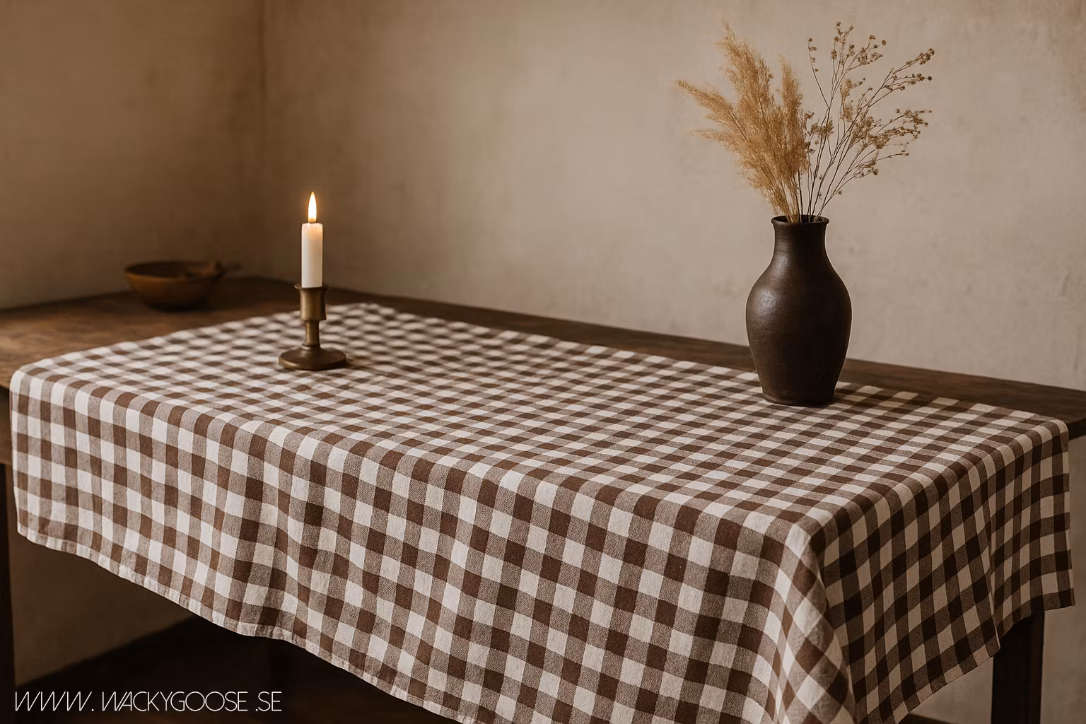 Bordsduk 100% Bomull, 250x150cm, Brun/Elfenben