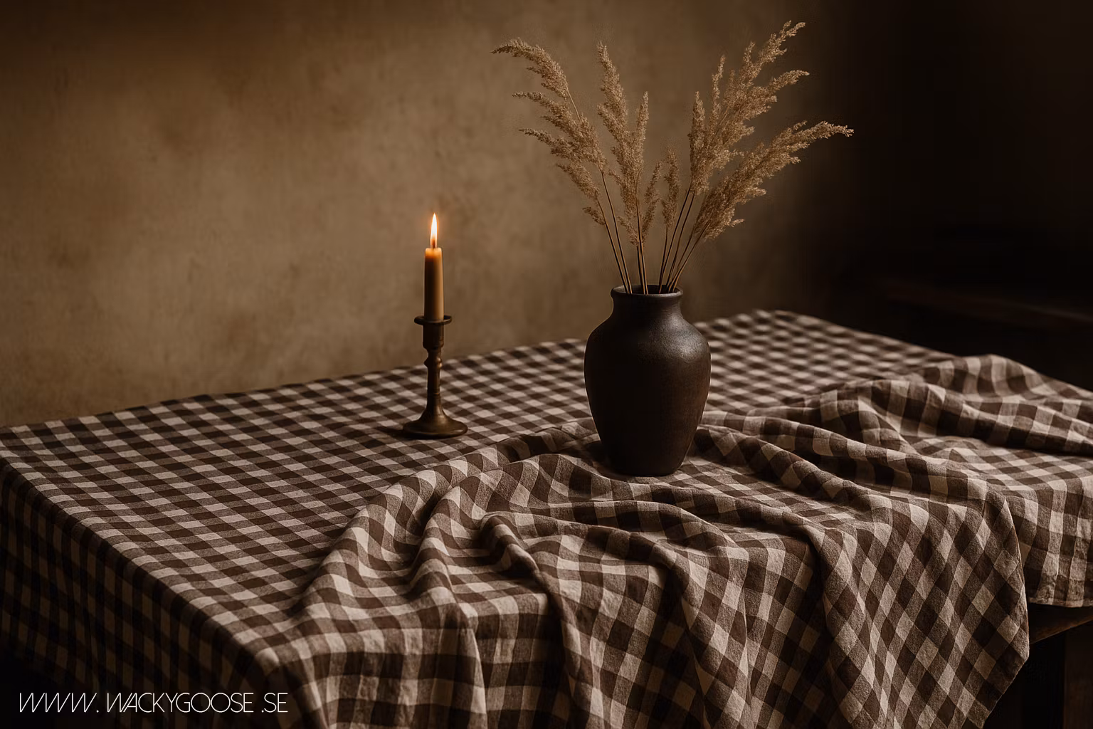 Bordsduk 100% Bomull, 350x140cm, Brun/Elfenben