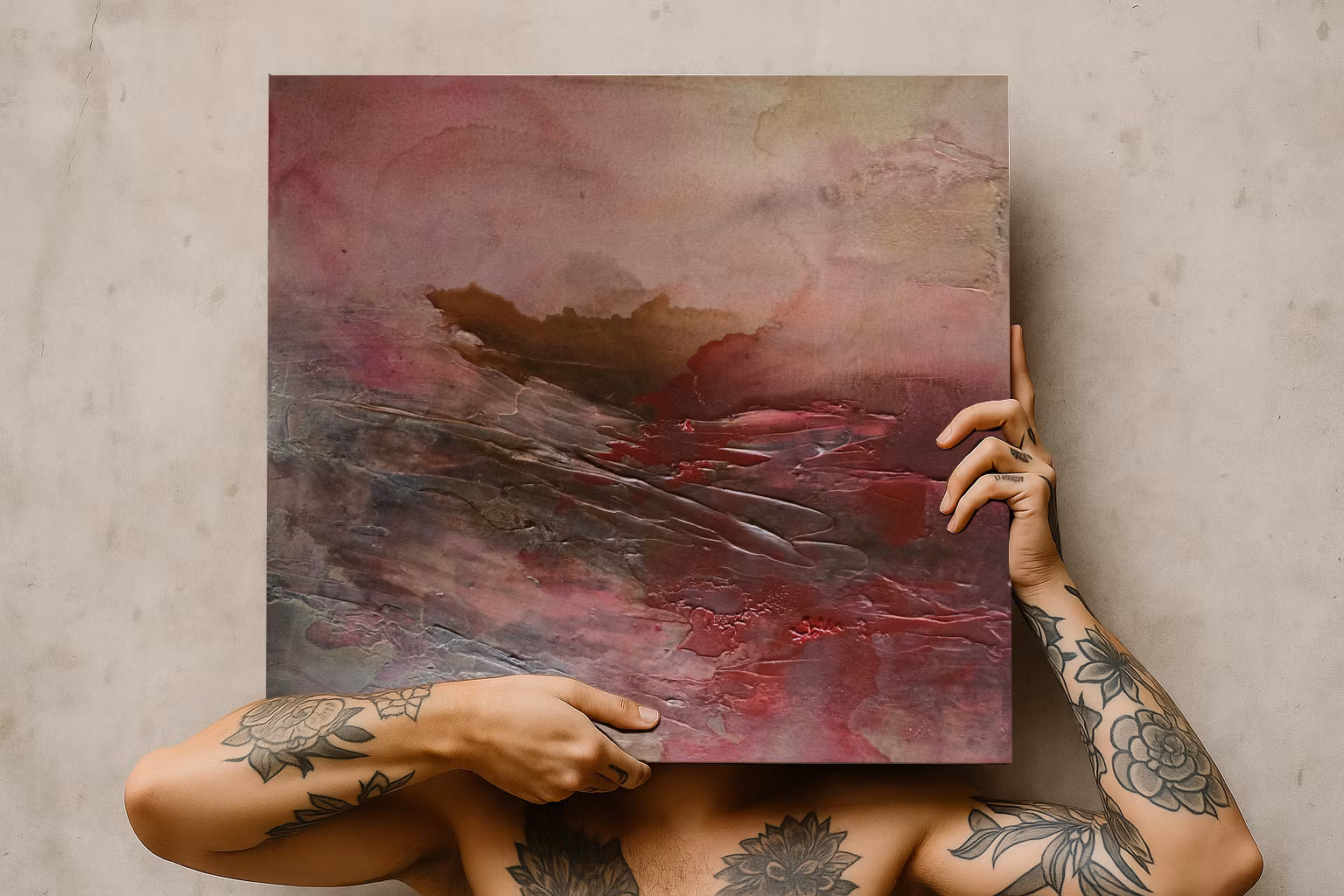 Veins of Earth - "Burning Soil" Tvilling med "Bleeding Sky", Originalmålning, 60x60cm