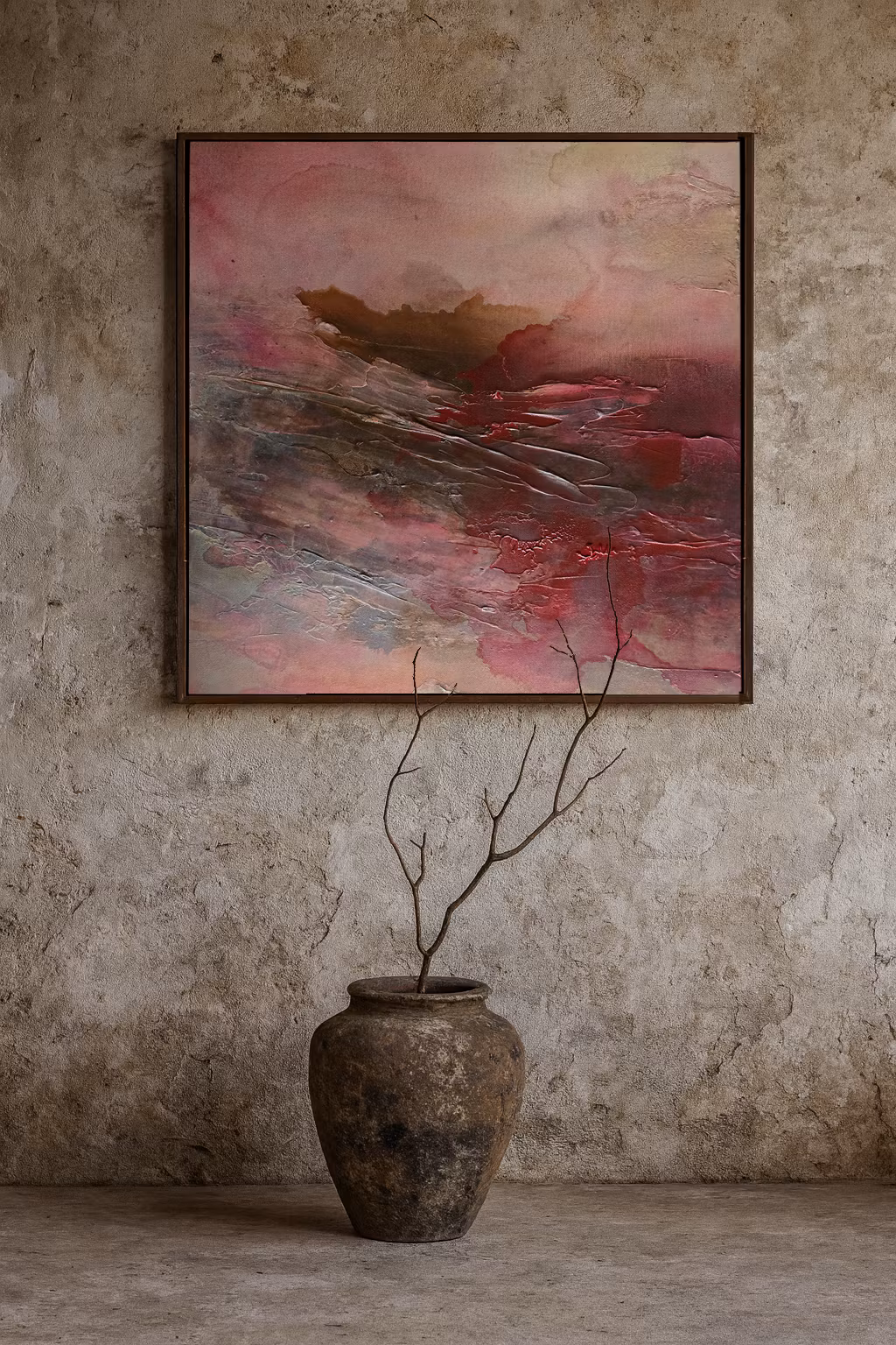 Veins of Earth - "Burning Soil" Tvilling med "Bleeding Sky", Originalmålning, 60x60cm