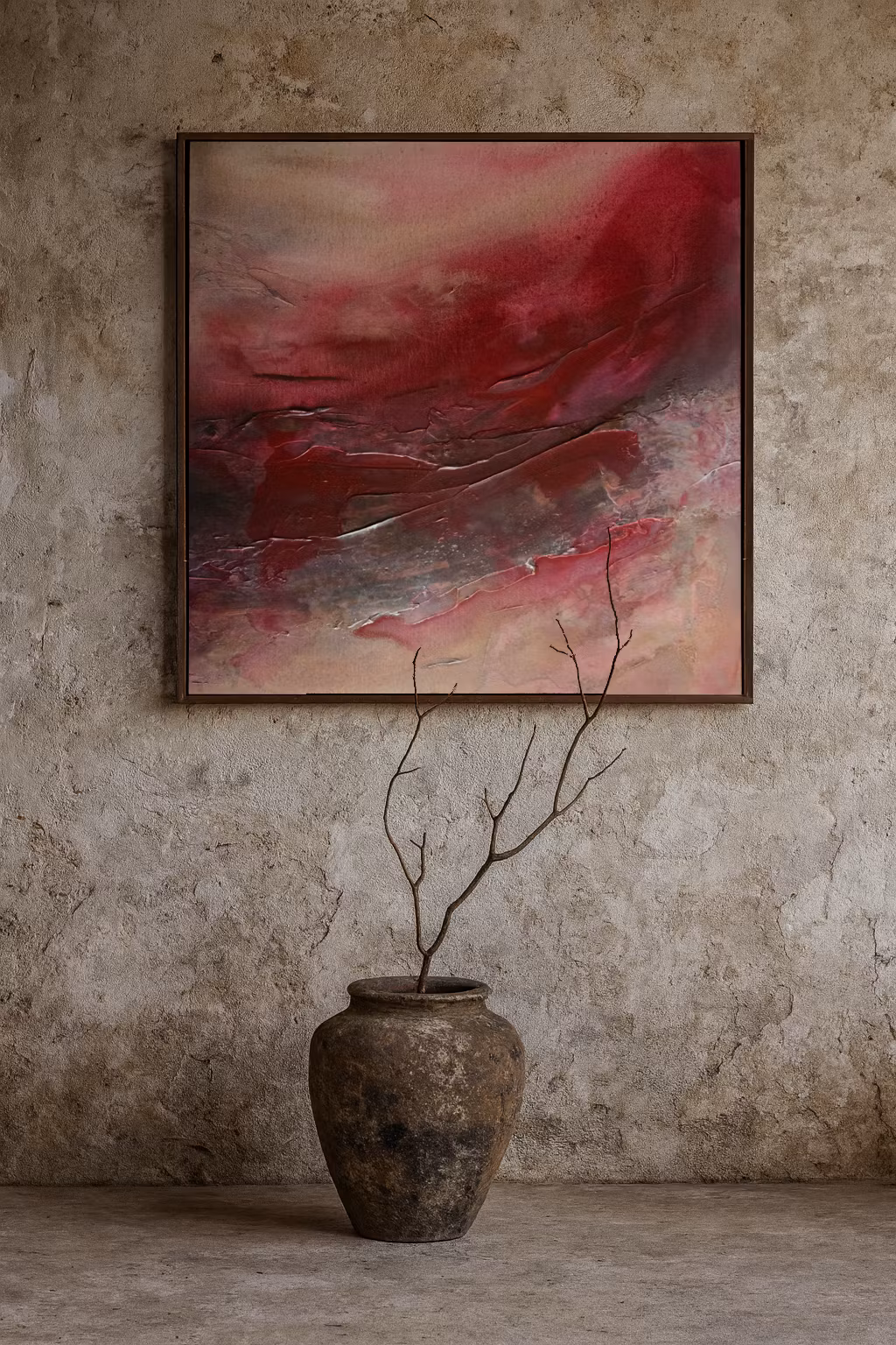 Veins of Earth - "Bleeding Sky" Tvilling med "Burning Soil", Originalmålning, 60x60cm