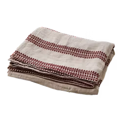 Bordsduk i bomull/linne 250x140cm, Röd/Lingrå