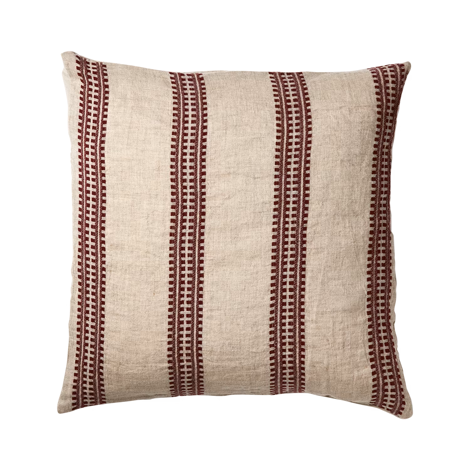 Kuddfodral i bomull/linne, 50x50cm, Röd/Lingrå