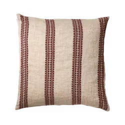 Kuddfodral i bomull/linne, 50x50cm, Röd/Lingrå