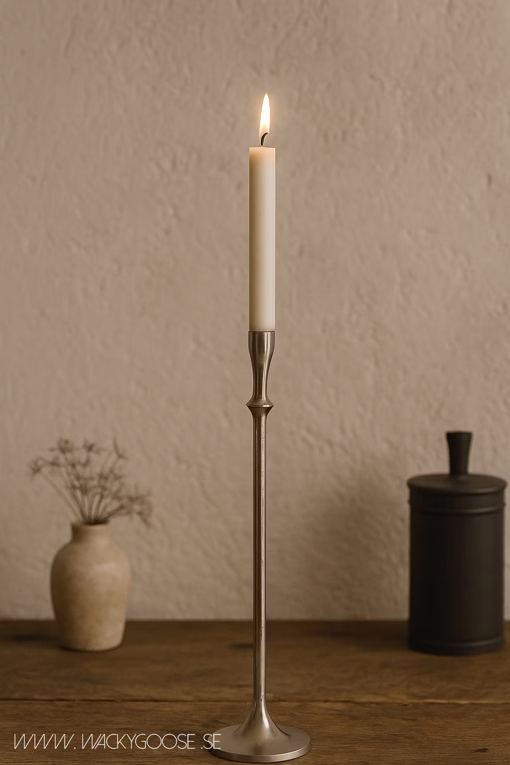 Ljusstake 77cm, Nickelfärgad