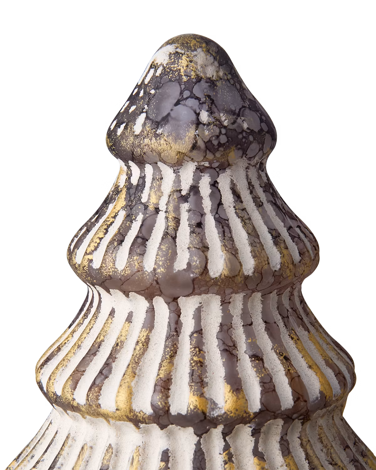 Jul dekorationsgran i glas, Brun/Vit, 12cm