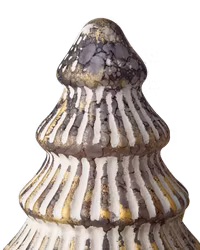 Jul dekorationsgran i glas, Brun/Vit, 12cm