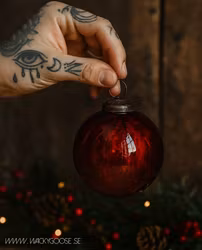 Julgranskula i glas, Röd, Ø8cm