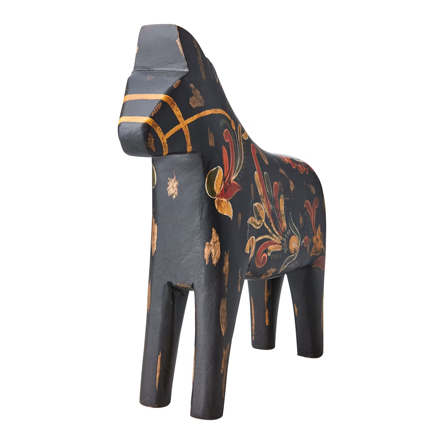 Stor handgjord dekorationshäst i mangoträ, Svart