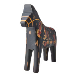 Stor handgjord dekorationshäst i mangoträ, Svart