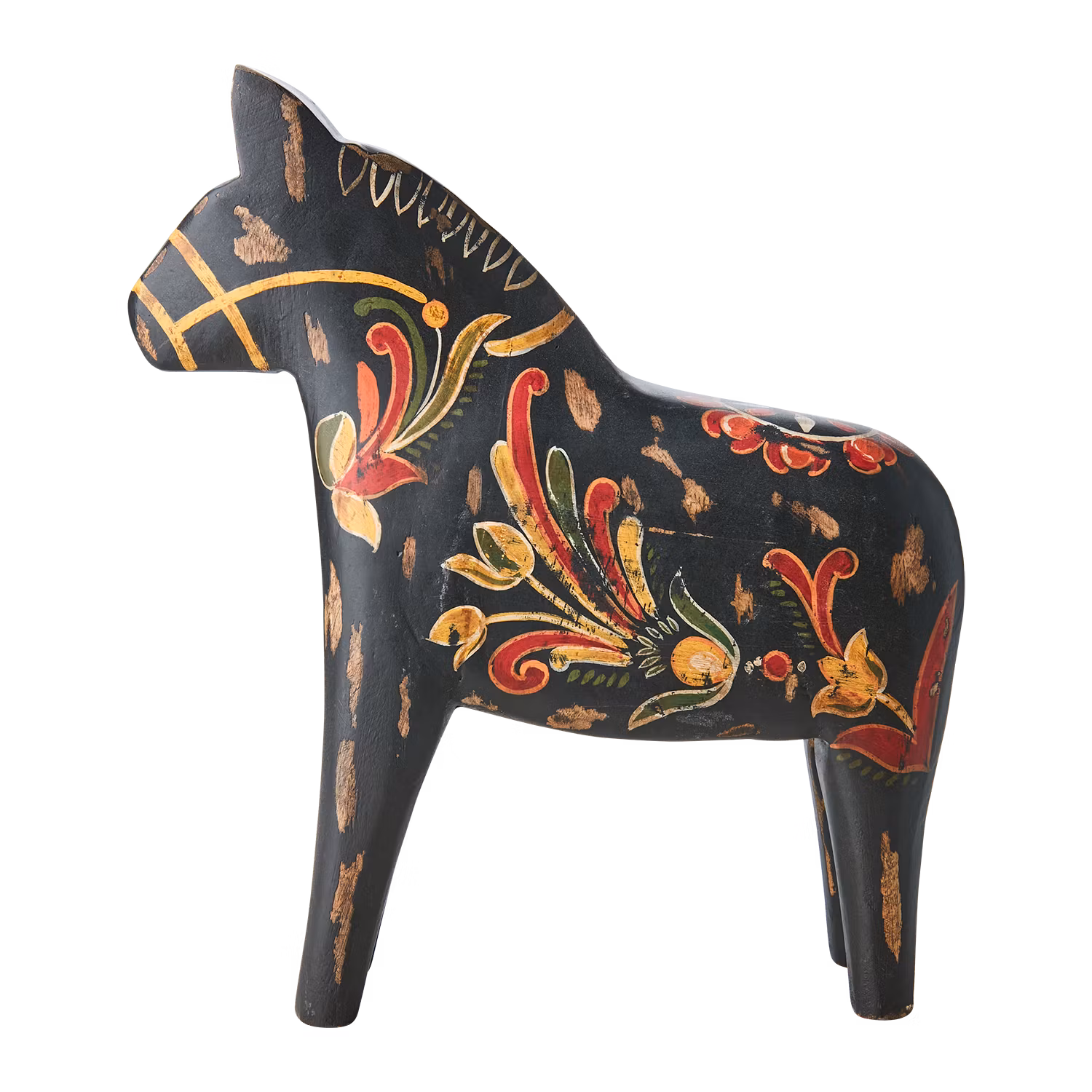 Stor handgjord dekorationshäst i mangoträ, Svart