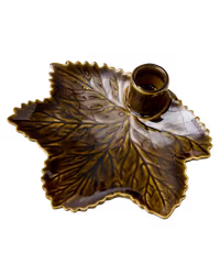 Handgjord ljusstake i stengods, 2-pack, Brun