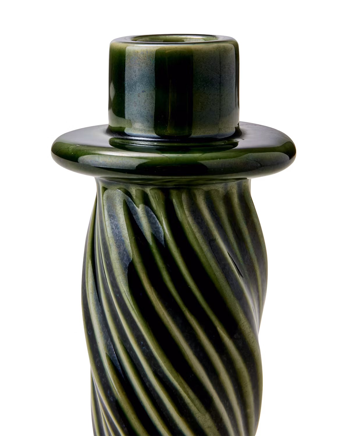 Handgjord ljusstake i stengods, 2-pack, Grön 13cm