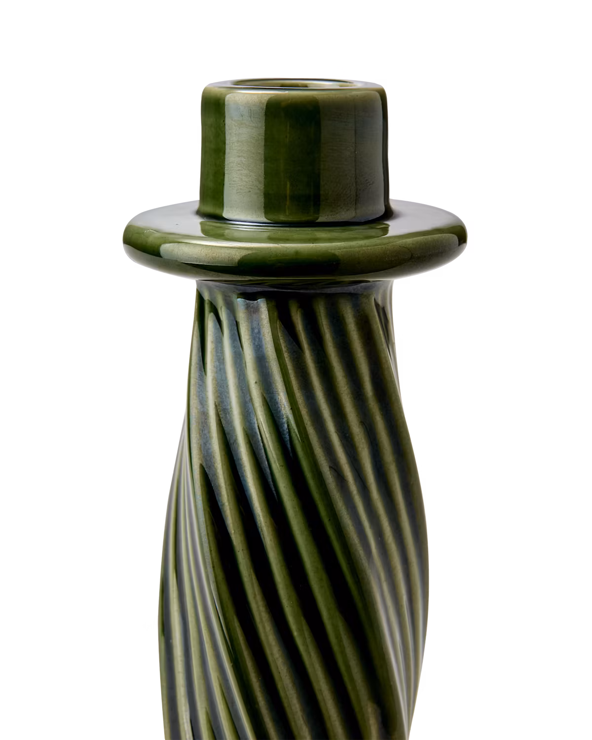 Handgjord ljusstake i stengods, 2-pack, Grön 19cm