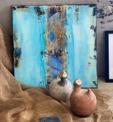 "Rust & Cracks" - Originalmålning, 50x50cm