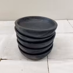 Handgjord teakskål, Svart