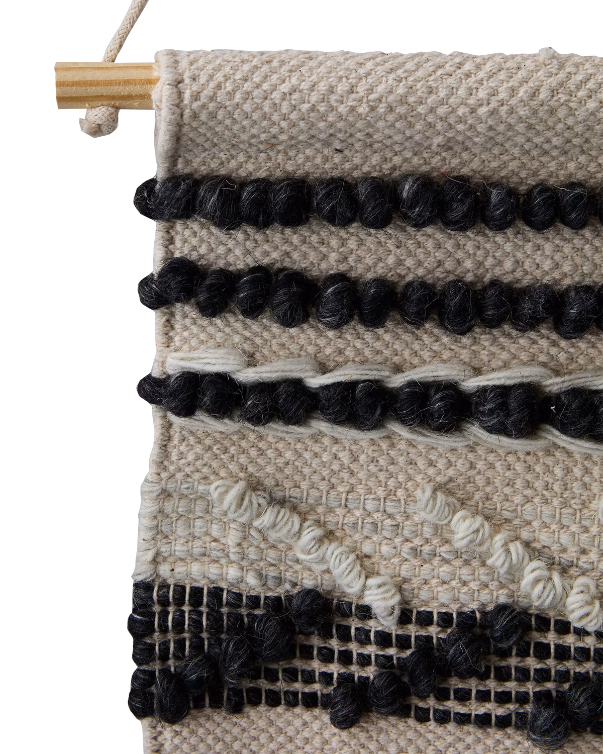 Handgjord väggdekoration i bomull och ull, Mörkgrå
