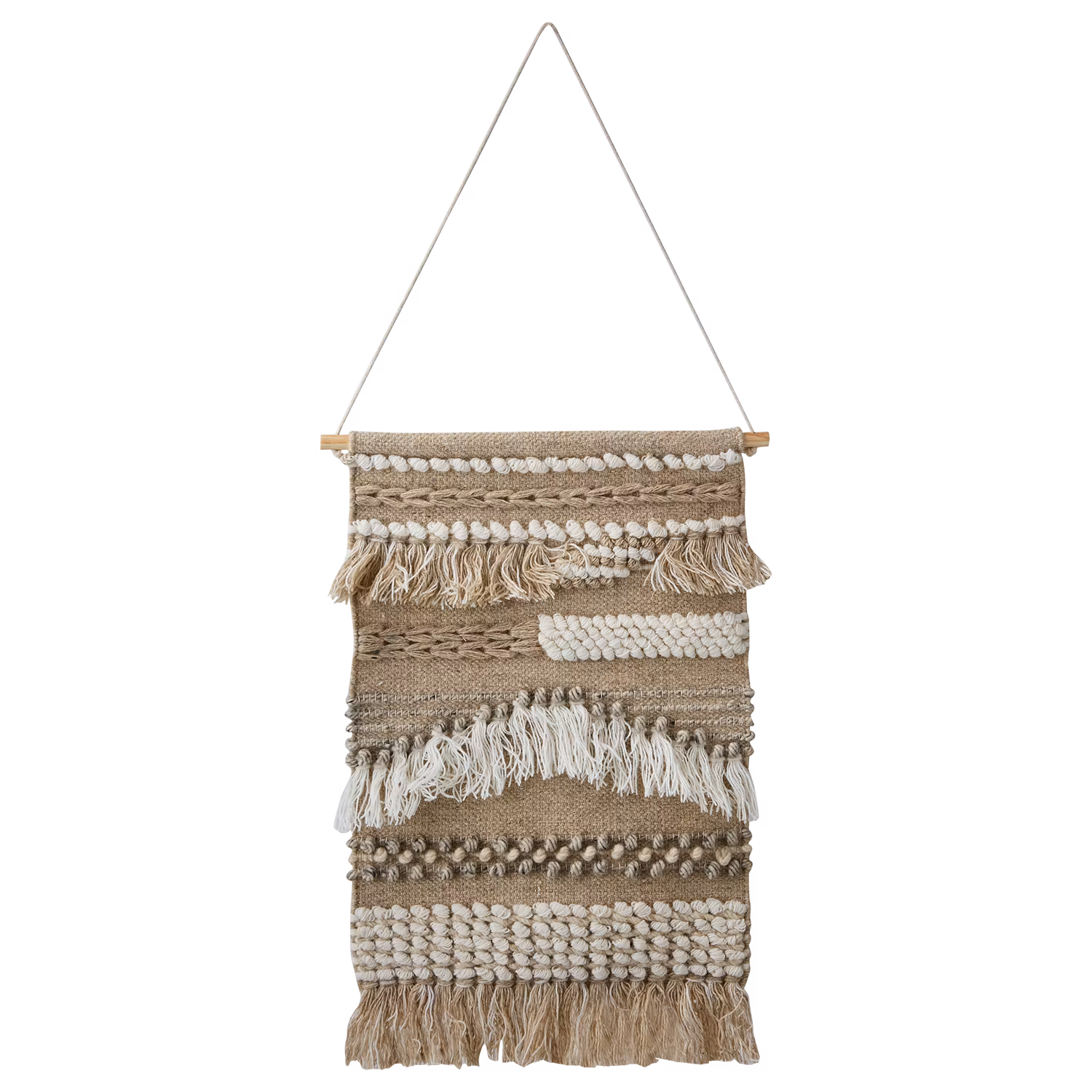 Handgjord väggdekoration i bomull och ull, Natur