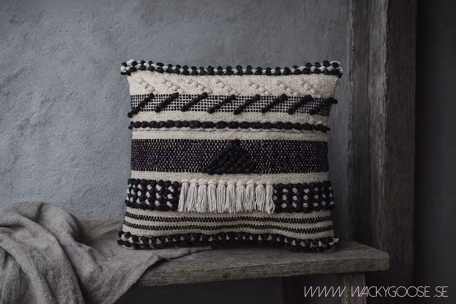 Handgjort kuddfodral av bomull och ull