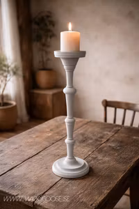 Stor gammal ljusstake för blockljus/Pedestal, Ljusgrå