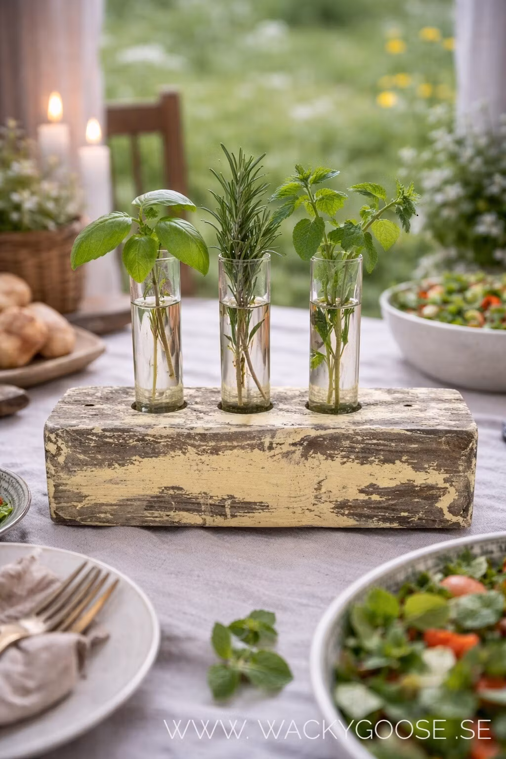 Sticklingvas / Sticklingblock, 3 vaser, Gul