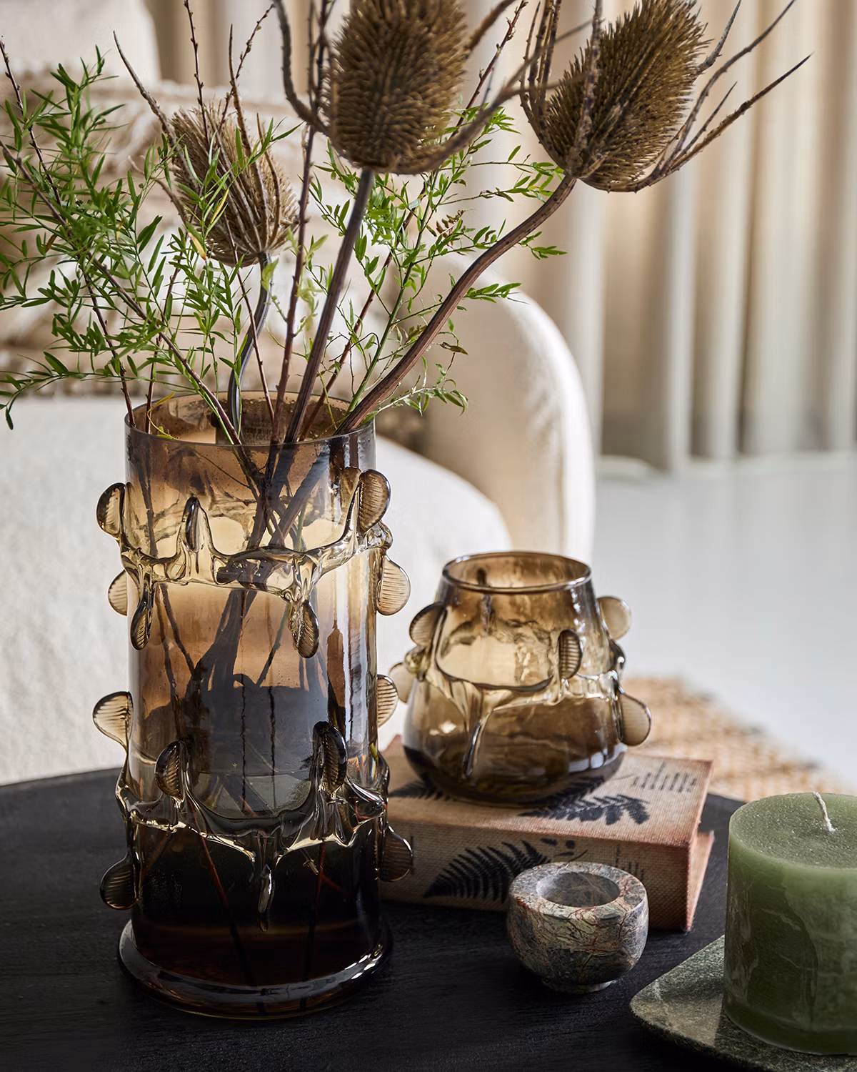 Vändbar, handgjord ljushållare, 2-pack, Grön