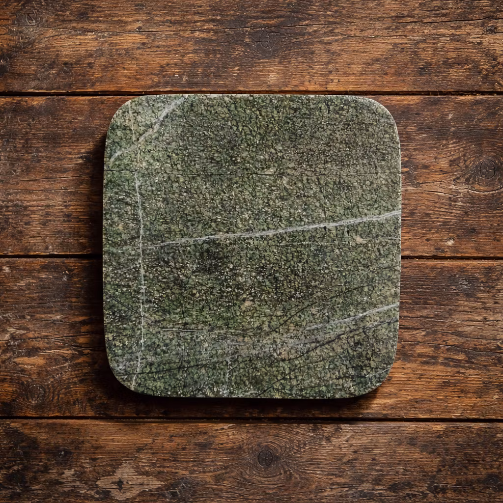 Handgjort fat i Forest Green marmor, Grön