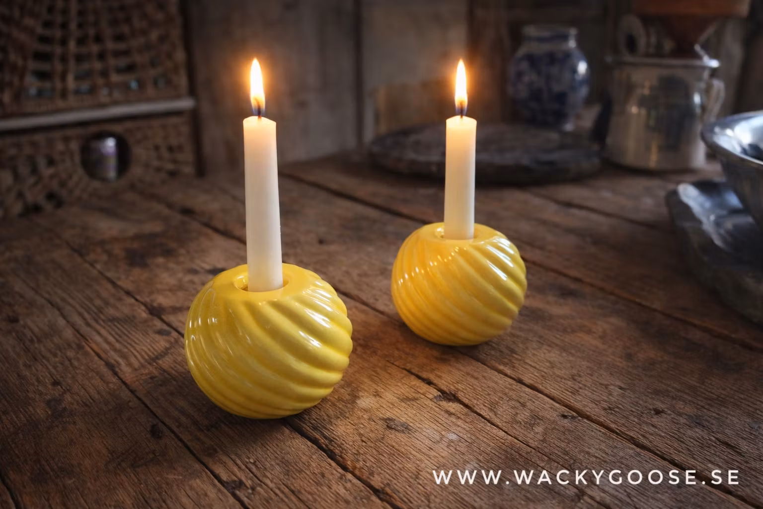 Ljusstakar, Gula klot, 2-pack