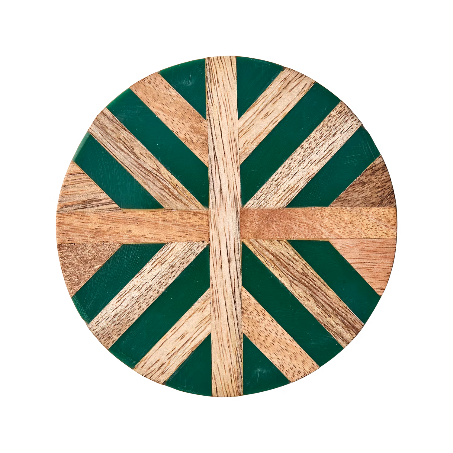 Glasunderlägg i trä och resin, Grön