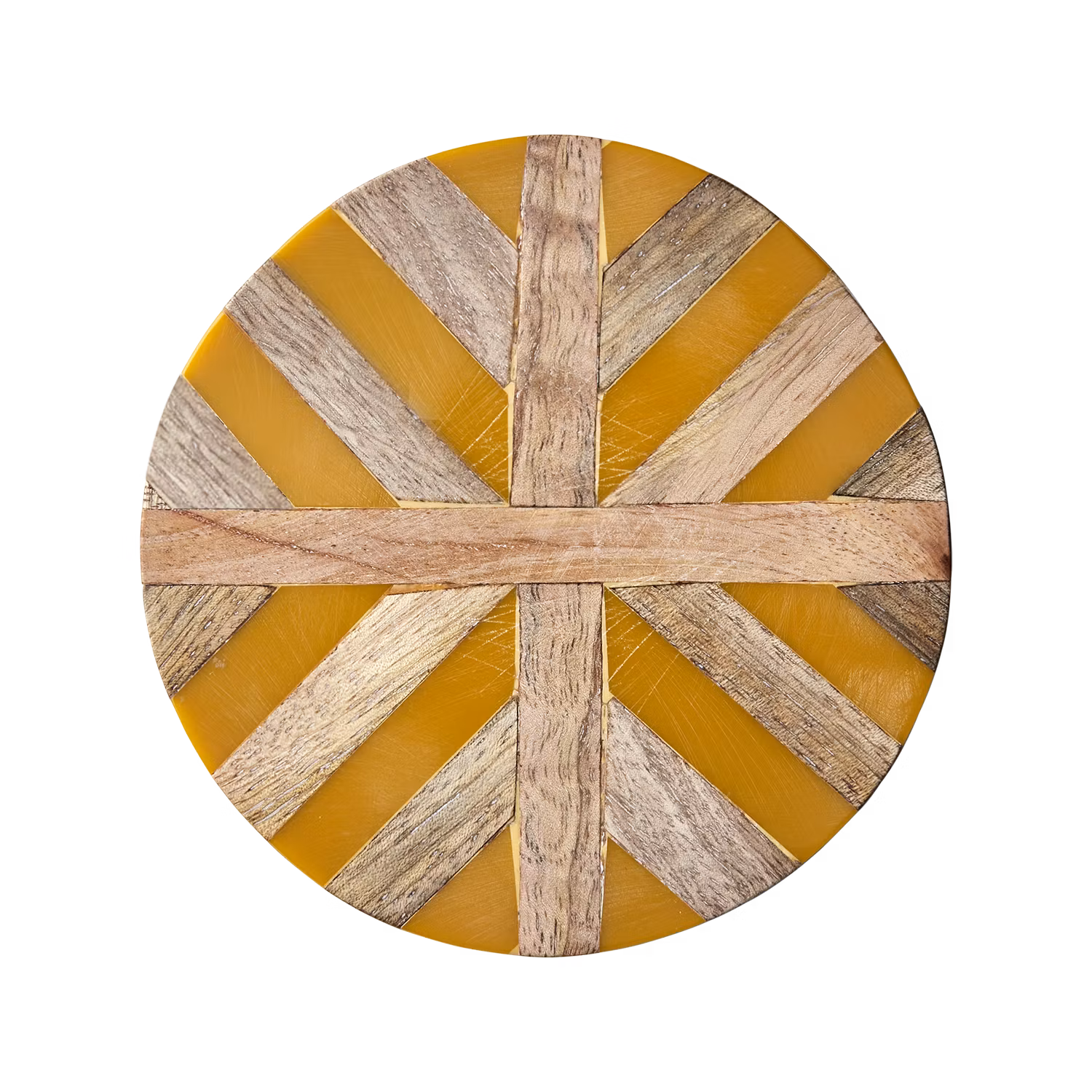 Glasunderlägg i trä och resin, Gul