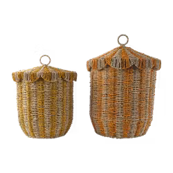 Handgjorda korgar med lock, 2-pack
