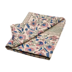 Handgjord bordsduk med blocktryckt mönster, 100% Bomull, 250x150cm