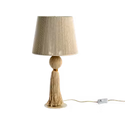 Handgjord bordslampa i bomull och järn, 45cm