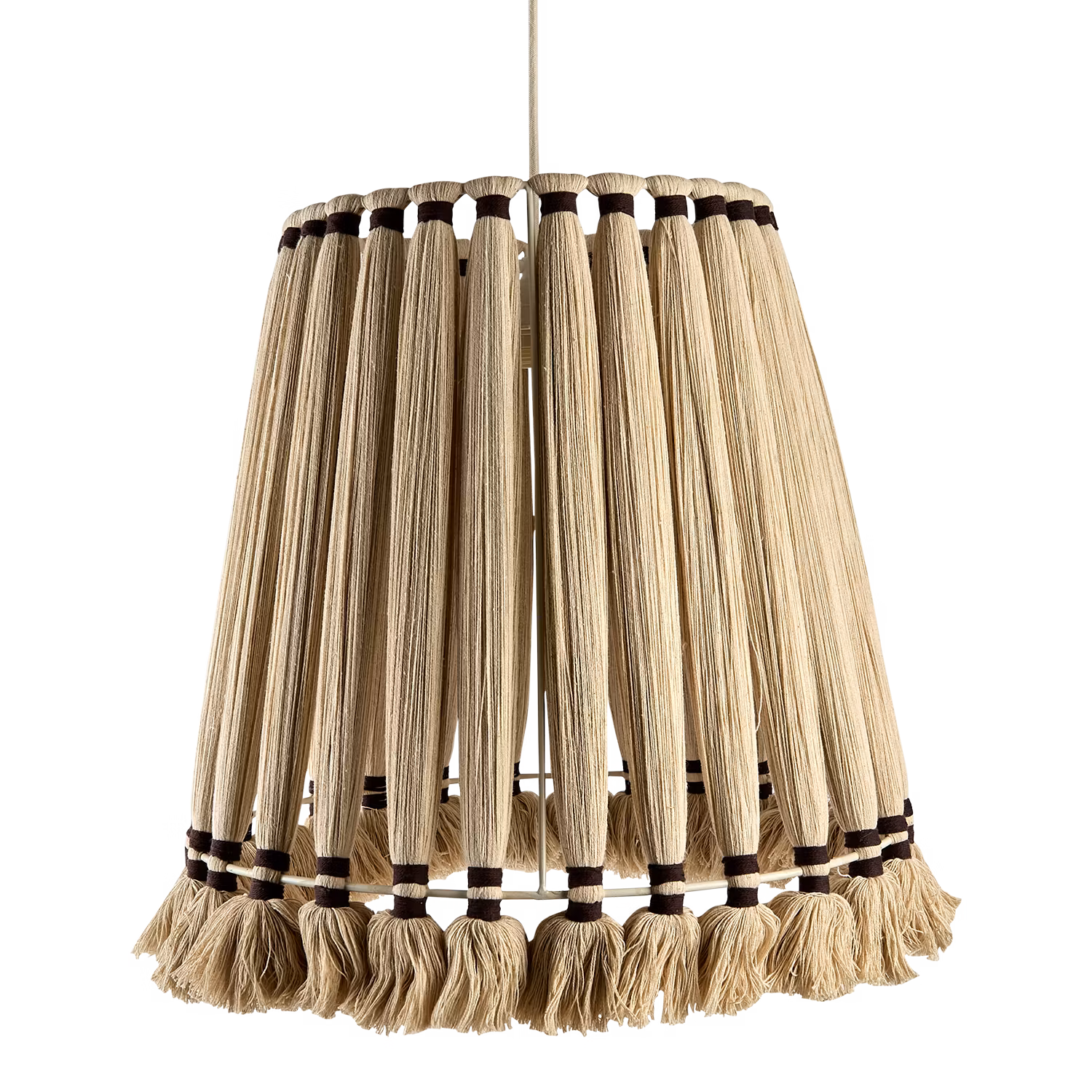 Handgjord taklampa i bomull och järn, 48cm