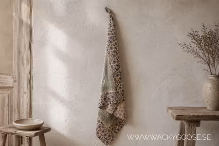 Handgjord bordsduk med blocktryckt mönster, 100% Bomull, 250x150cm