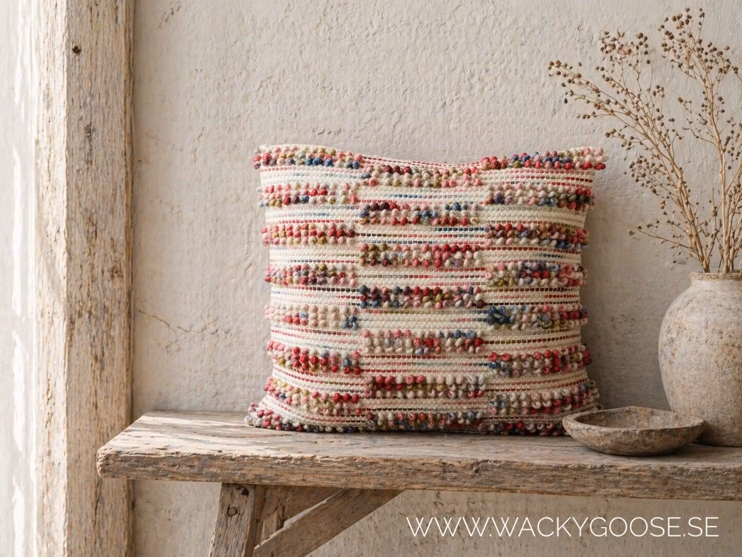 Handgjort kuddfodral, 50x50cm, Rosa-Multi