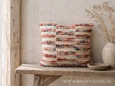 Handgjort kuddfodral, 50x50cm, Rosa-Multi
