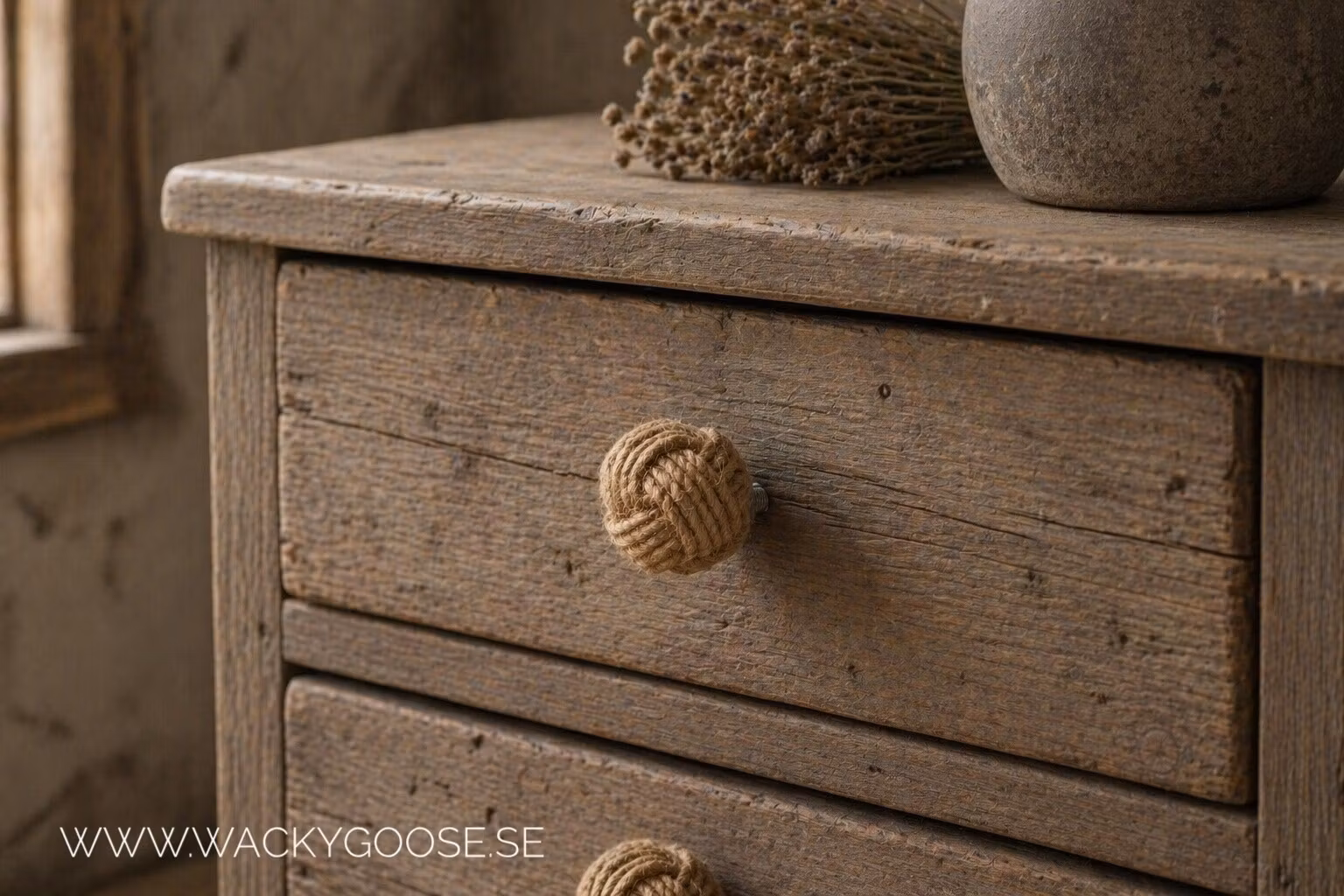 Möbelknopp, Jute, 6-pack