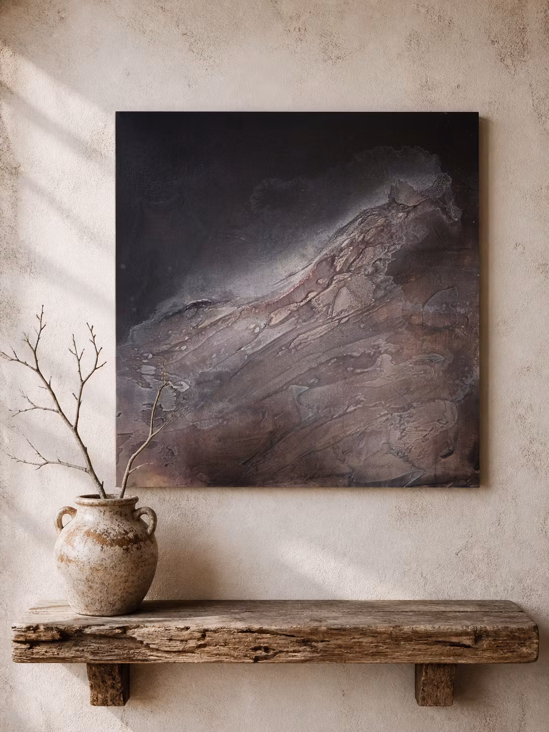 Terra Silentum "Layers of Rest" - Originalmålning, 40x40cm